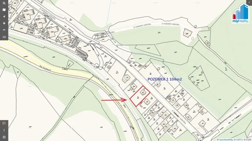 Prodej pozemku pro bydlení, Plzeň, U Velkého rybníka, 1104 m2
