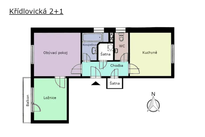 Pronájem bytu 2+1, Brno - Staré Brno, Křídlovická, 51 m2