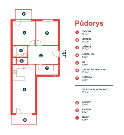 Pronájem bytu 3+kk, Praha - Vysočany, Strnadových, 83 m2