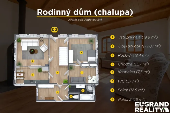 Prodej rodinného domu, Jiřetín pod Jedlovou, Nádražní, 104 m2