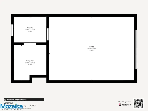 Pronájem bytu 1+kk, Lanškroun - Žichlínské Předměstí, Na Slovanech, 29 m2