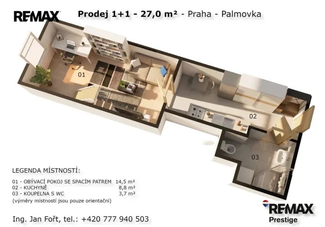 Prodej bytu 1+1, Praha - Libeň, Turnovská, 27 m2
