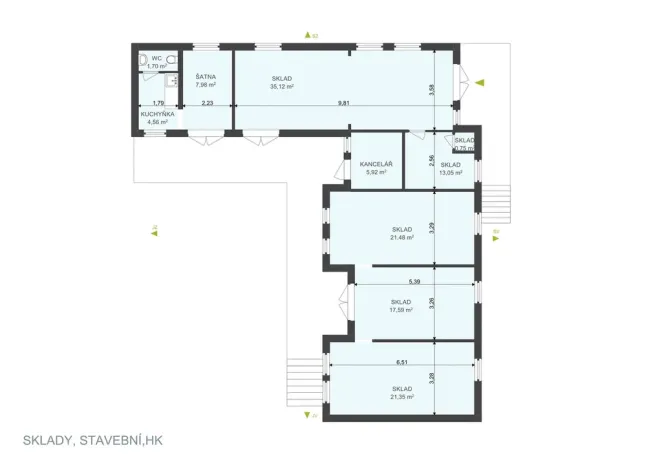 Pronájem skladu, Hradec Králové - Slezské Předměstí, Stavební, 124 m2