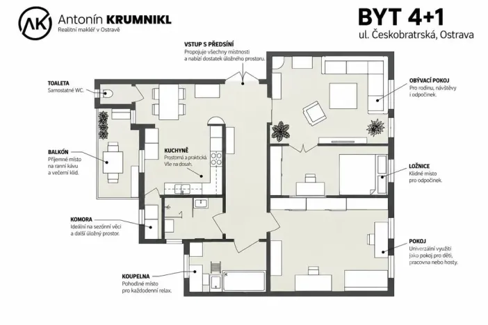 Prodej bytu 4+1, Ostrava - Moravská Ostrava, Českobratrská, 109 m2