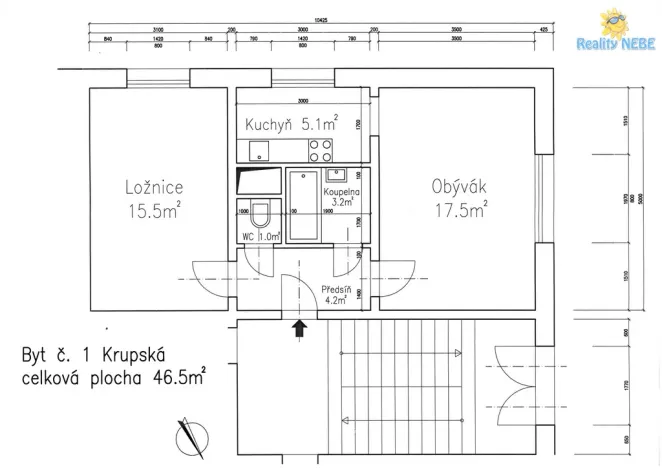 Prodej bytu 2+1, Praha - Strašnice, Krupská, 46 m2