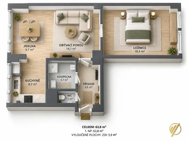 Prodej bytu 2+1, Mladá Boleslav, Purkyňova, 60 m2