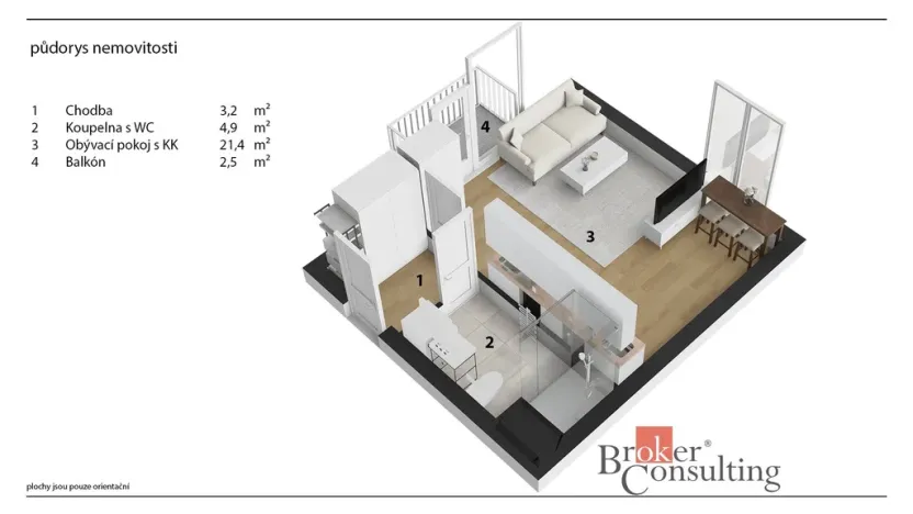 Pronájem bytu 1+kk, Hradec Králové - Nový Hradec Králové, 32 m2