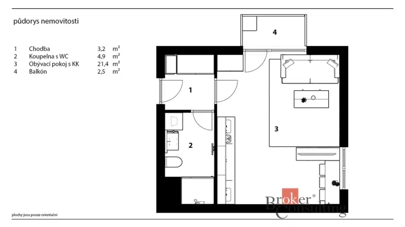 Pronájem bytu 1+kk, Hradec Králové - Nový Hradec Králové, 32 m2