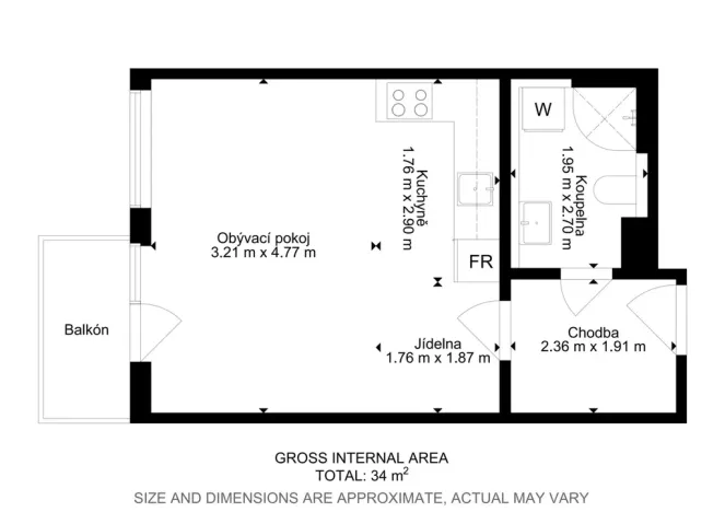Prodej bytu 1+kk, Praha - Kyje, Sicherova, 33 m2