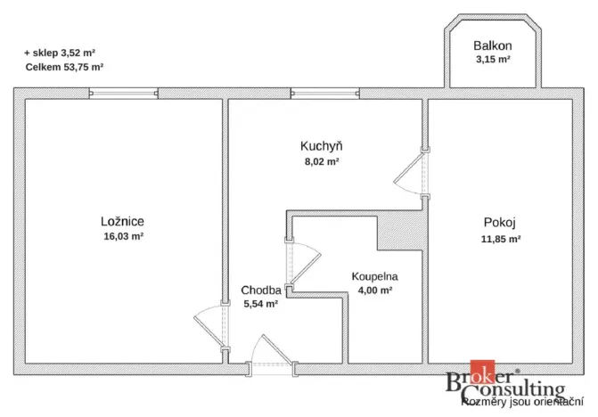 Prodej bytu 2+1, Hrušovany u Brna, Sídliště, 54 m2