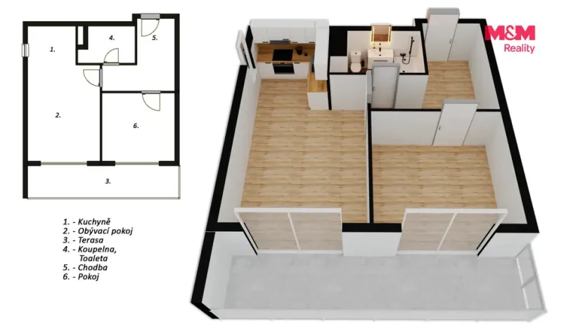 Pronájem bytu 2+kk, Chrudim - Chrudim IV, Luhanova, 50 m2