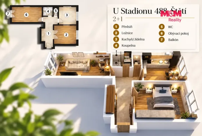 Prodej bytu 2+1, Štětí, U stadionu, 55 m2