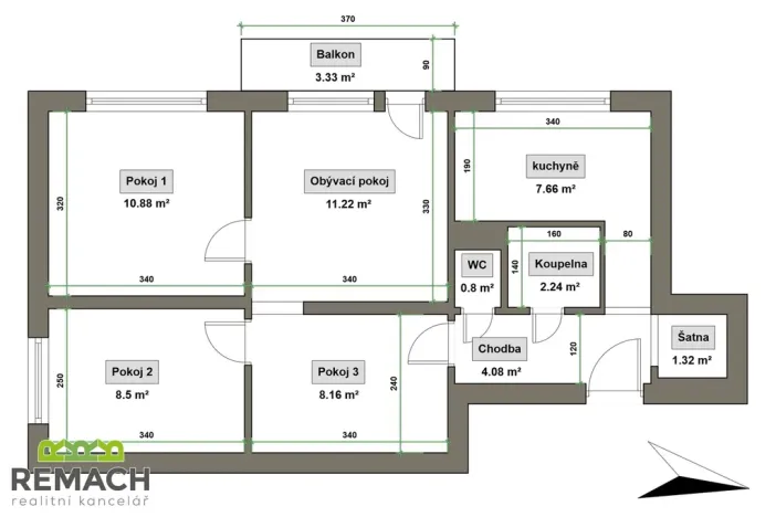 Prodej bytu 3+1, Zlín, třída Svobody, 58 m2