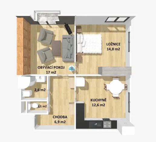 Prodej bytu 2+1, Příbram - Příbram VII, Edvarda Beneše, 56 m2