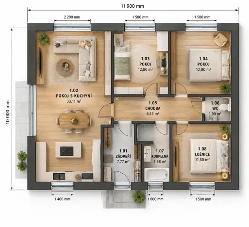 Prodej rodinného domu, Velký Týnec, 92 m2