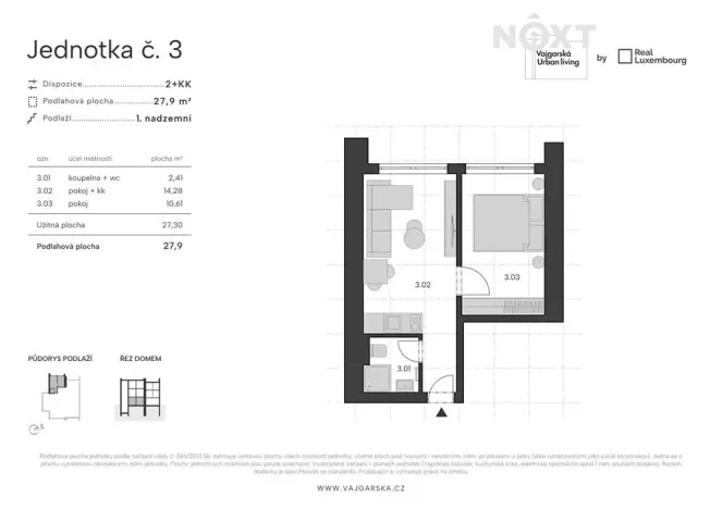 Prodej bytu 2+kk, Praha - Kyje, Vajgarská, 27 m2