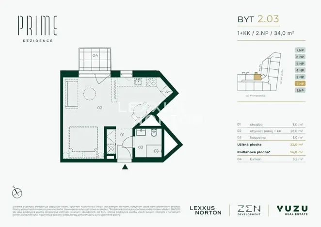 Prodej bytu 1+kk, Praha - Libeň, Primátorská, 32 m2