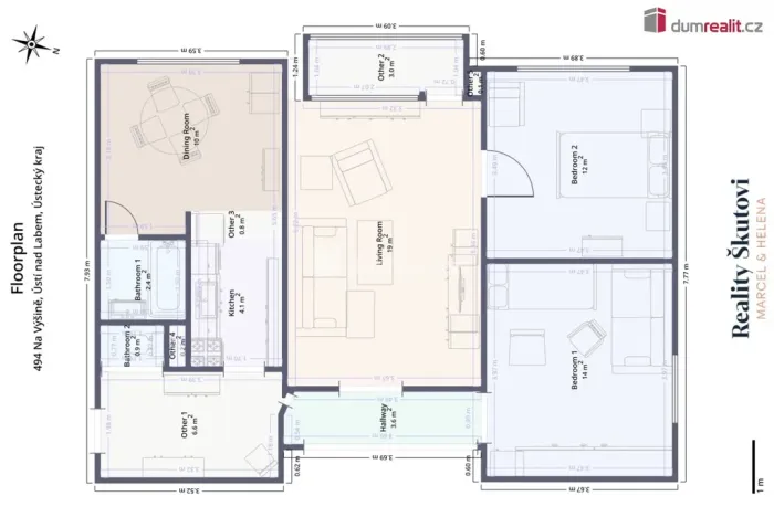 Prodej bytu 3+1, Ústí nad Labem - Neštěmice, Na Výšině, 79 m2
