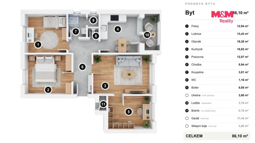 Prodej bytu 4+1, Pelhřimov - Starý Pelhřimov, 86 m2