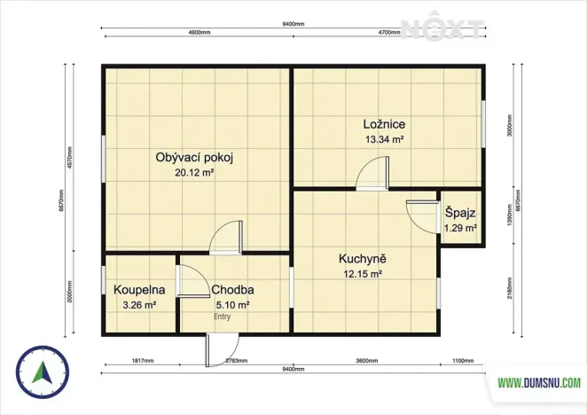 Prodej bytu 2+1, Hanušovice, Hlavní, 55 m2