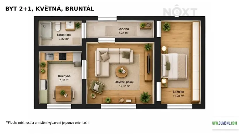 Prodej bytu 2+1, Bruntál, Květná, 44 m2