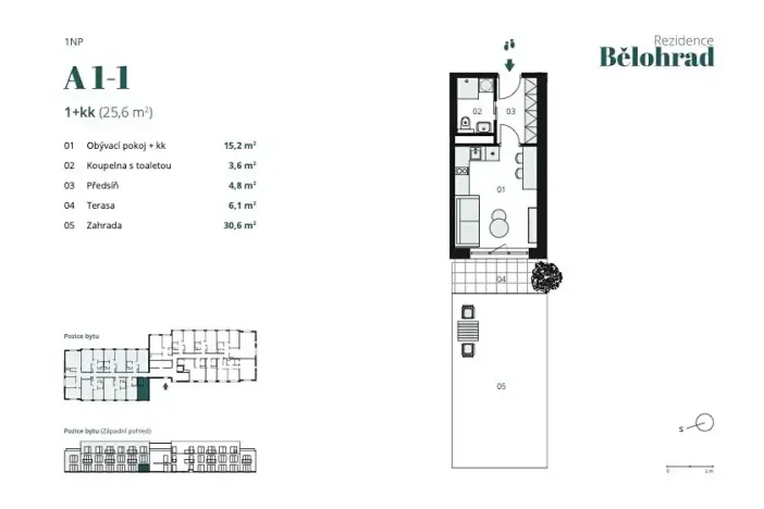 Pronájem bytu 1+kk, Lázně Bělohrad, Jínova, 25 m2