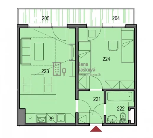 Pronájem bytu 2+kk, Jindřichův Hradec - Jindřichův Hradec III, sídliště Vajgar, 45 m2