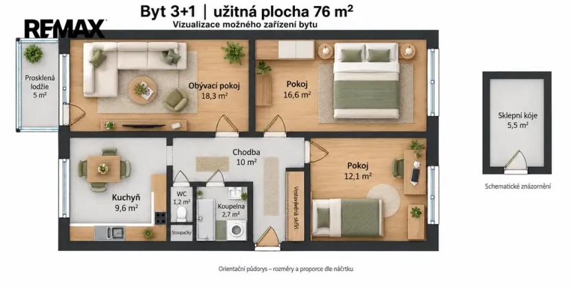 Pronájem bytu 3+1, Havlíčkův Brod, Na Spravedlnosti, 76 m2