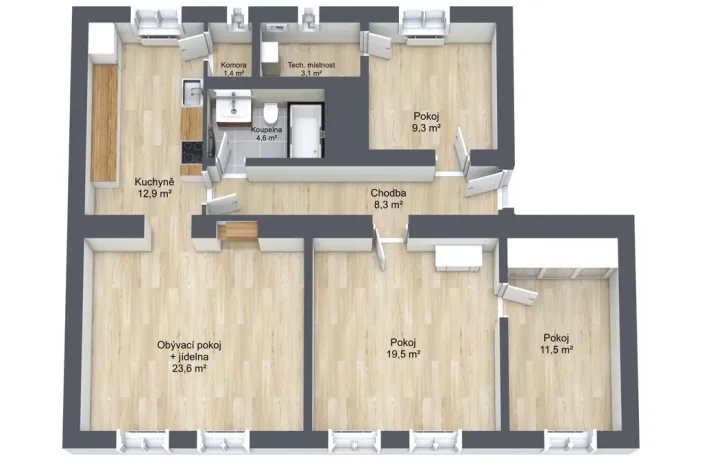 Prodej bytu 4+1, Děčín - Děčín I-Děčín, Nerudova, 94 m2