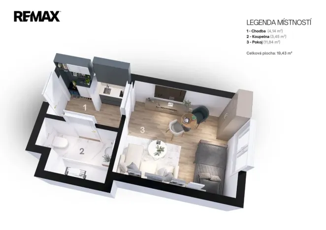 Pronájem bytu 1+kk, Městec Králové, Míru, 20 m2