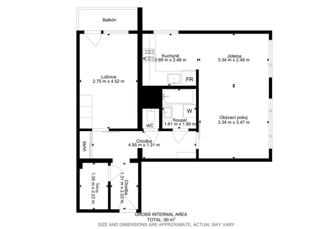 Prodej bytu 2+1, Praha - Kobylisy, Paláskova, 55 m2