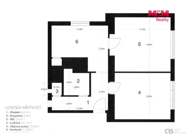 Pronájem bytu 2+1, Praha - Modřany, K dolům, 56 m2