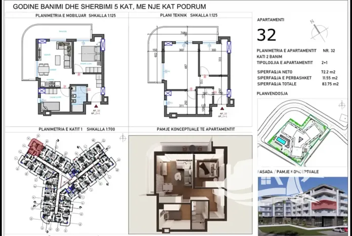Prodej bytu 3+kk, Qerret, Albánie, 72 m2