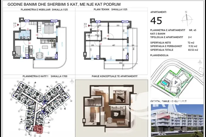 Prodej bytu 3+kk, Qerret, Albánie, 72 m2