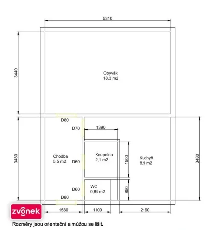Prodej bytu 1+1, Vsetín, Luh, 34 m2