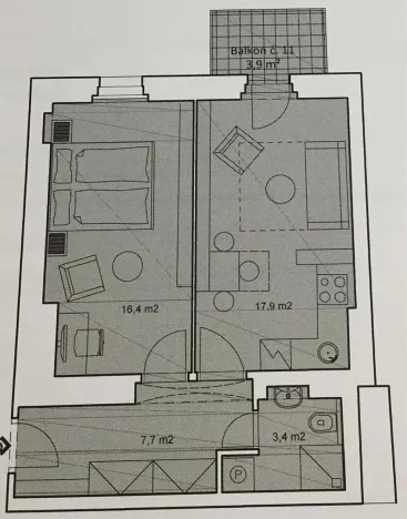 Pronájem bytu 2+kk, Praha - Žižkov, Ondříčkova, 48 m2