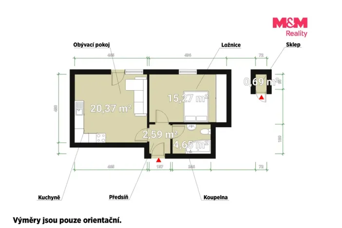 Prodej bytu 2+kk, Vochov, 44 m2