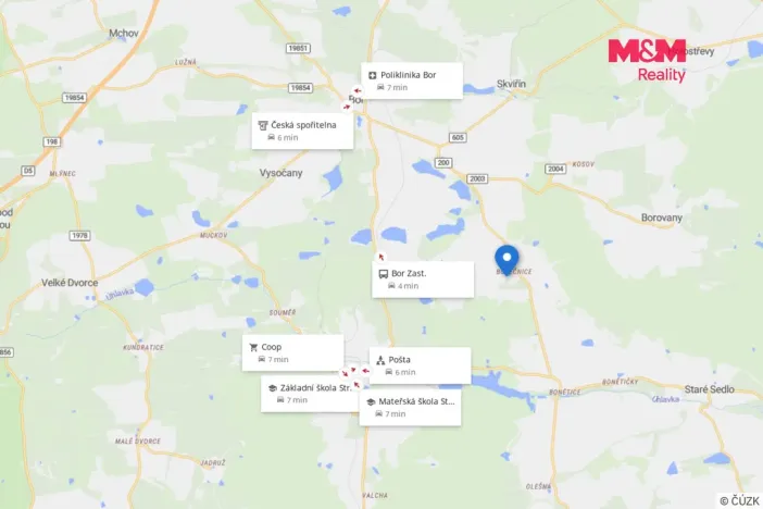 Prodej pozemku pro bydlení, Bor - Boječnice, 1115 m2