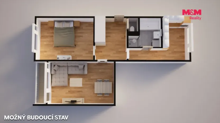 Prodej bytu 2+1, Jílové - Kamenná, Oblouková, 58 m2