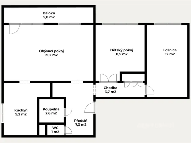 Prodej bytu 3+1, Teplice - Trnovany, Doubravická, 73 m2