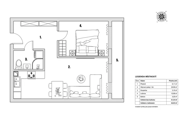 Prodej bytu 2+kk, Praha - Uhříněves, Přátelství, 39 m2