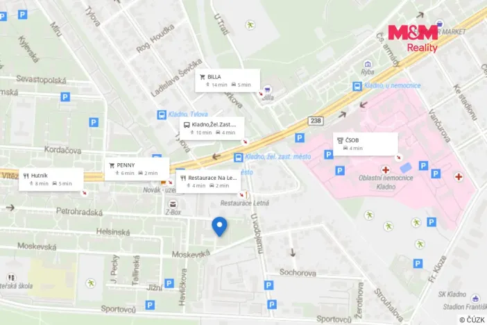 Pronájem bytu 1+kk, Kladno, Moskevská, 34 m2