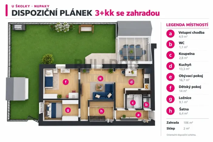 Prodej bytu 3+1, 69 m², U Školky, Nupaky