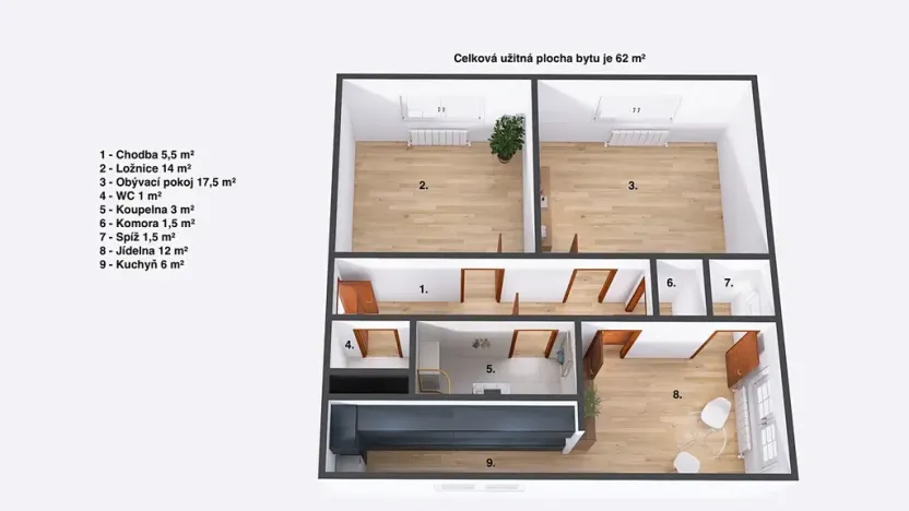Pronájem bytu 3+kk, Slatiny, 62 m2