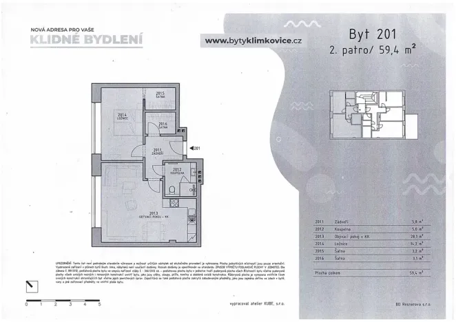 Pronájem bytu 2+kk, Klimkovice, Resnerova, 59 m2