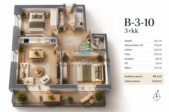 Prodej bytu 3+kk, Hluboká nad Vltavou, Masarykova, 98 m2