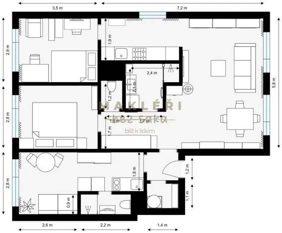 Prodej bytu 4+1, Praha - Kobylisy, Šimůnkova, 77 m2