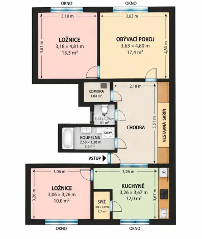 Prodej bytu 3+1, Praha - Žižkov, Biskupcova, 74 m2