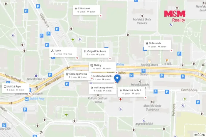 Pronájem bytu 1+1, Praha - Řepy, Makovského, 53 m2