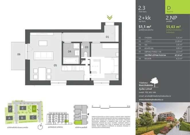 Pronájem bytu 2+kk, Ostrava, 52 m2